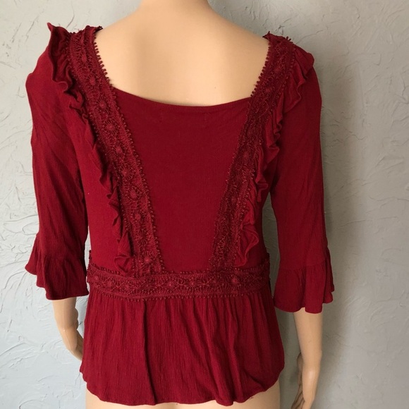 Francesca's Red Flowy Blouse - Picture 7 of 8
